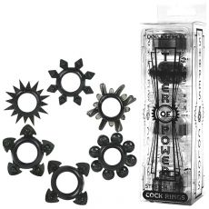 Doc Johnson Tower Of Power Cock Rings 6-Pack Penis Stay Hard Erection Sex Toy
