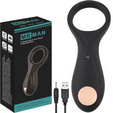 BEBUZZED MR MAN Couples Vibrating Cock Ring Rechargeable Black