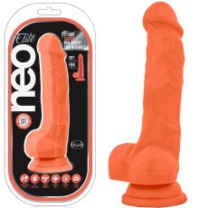 Blush Neo Elite 7.5" Silicone Dual Density Cock Balls Dildo Neon Orange Dong