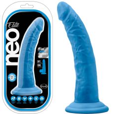 Neo Elite 7.5" SILICONE Dual Density Cock Dildo Suction Cup Dong Neon Blue