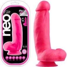 Blush Neo Elite 7" Silicone Dual Density Cock Balls Dildo Neon Pink Dong