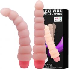 BAILE Flexi Spine Vibrator Ribbed Flesh 7.5" Bendable