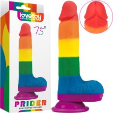 LOVETOY PRIDER DILDO 7.5" RAINBOW PRIDE SUCTION CUP DONG