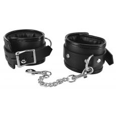 Locking Padded Wrist Cuffs with Chain-Black