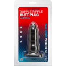 Triple Ripple Butt Plug - Medium (Black)