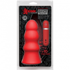 Vibrating Silicone Butt Plug - Rippled 7.5&quot; (Red)