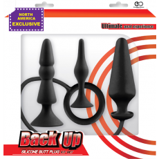 Back Up Silicone Butt Plug Kit Set (Black)