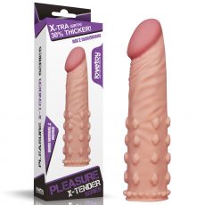 Lovetoy Add 2" Pleasure X Tender Penis Sleeve Extender 7.5" Flesh LV1054