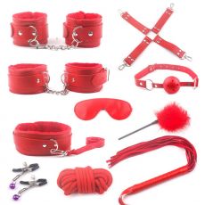 BDSM 10PC Bondage kit RED